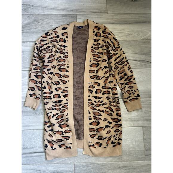 Splendid Cardigan Womans M Leopard Print Open Front Hipster JW - Picture 2 of 4